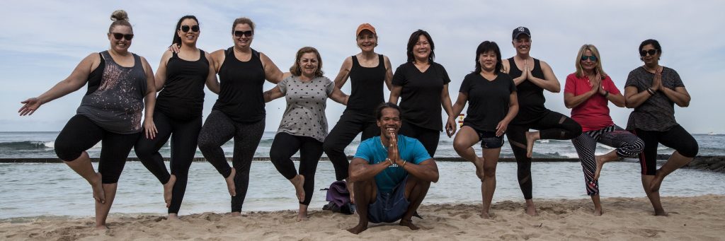 yoga at beach hawaii